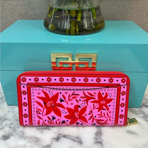 NWT Kate Spade Rare Boutique Bandana Embossed Floral Pink Morgan Zip Wallet - Picture 5 of 7